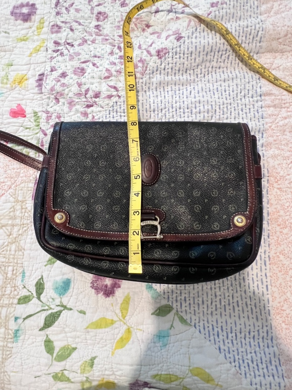 Vintage Pollini Made in Italy Monogram Leather Crossbody Bag